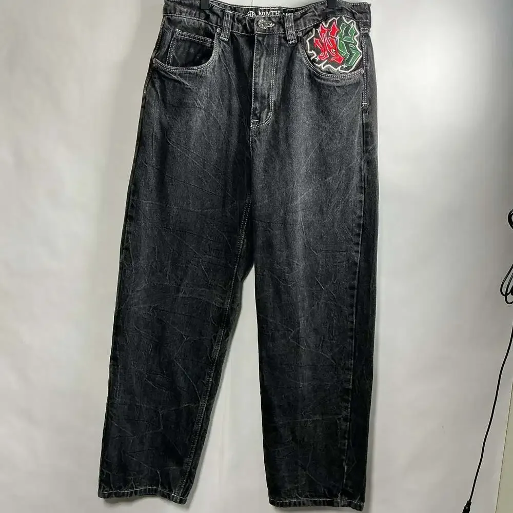 Ninth Hall Ambush Black Embroidered Baggy Jeans with Eagle and Snake Patches